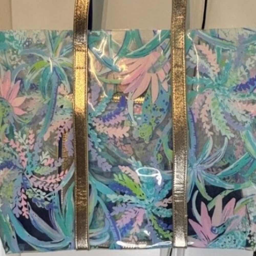 Lilly Pulitzer Pool Tote Beach Bag..Sweet Escape clear W/ Extra Valuables Pouch - Picture 6 of 10